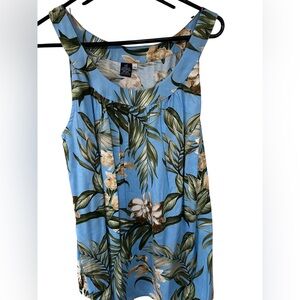Hibiscus Collection Hawaiian Floral Blue Sleeveless Top